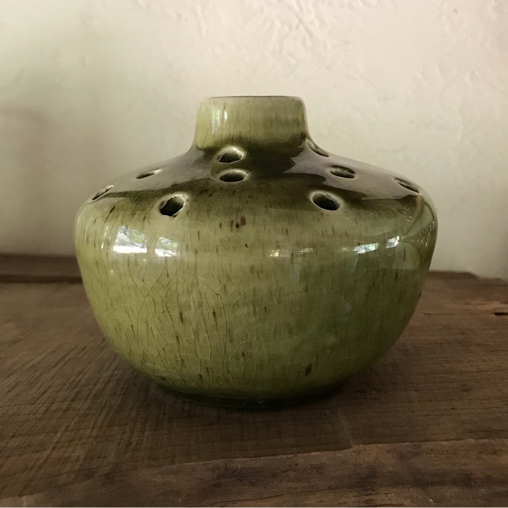 Vintage California Pottery Multi Hole Bud Vase Handmade Signed VTG